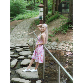 DRESS "ISABELLE" - SMALL FLOWERS pat. 2 / white - sewing set