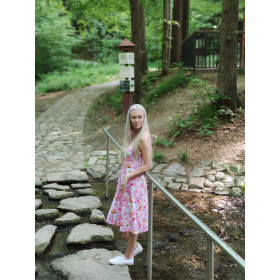 DRESS "ISABELLE" - SMALL FLOWERS pat. 2 / white - sewing set