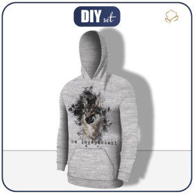 MEN’S HOODIE -  BE INDEPENDENT (BE YOURSELF) / melange light grey - sewing set 
