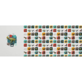 DINO TILES PAT. 6 / smaragd - Panoramic panel - looped knit fabric with elastane