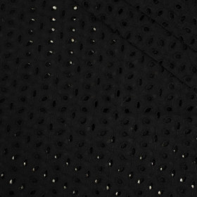 FLOWERS / black - Embroidered cotton fabric