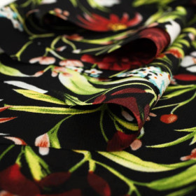 FLOWERS ON THE MEADOW pat. 3 / black - Chiffon