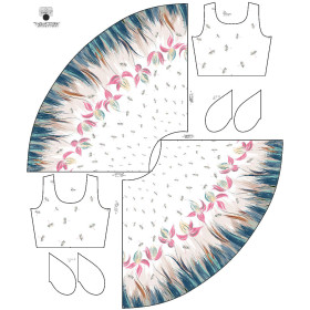 DRESS "ISABELLE" - FLOWERS (pattern no. 4) / white - sewing set