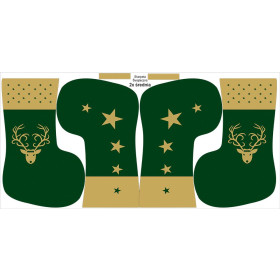 Christmas Stocking Set - GOLDEN REINDEER / green