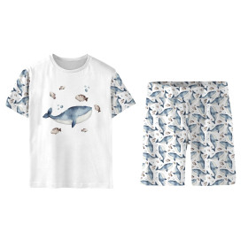 CHILDREN'S PAJAMAS "ADA" - BLUE WHALES (THE WORLD OF THE OCEAN) - sewing set