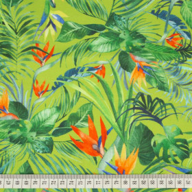 PALM LEAVES pat. 3 / green - single jersey with elastane 