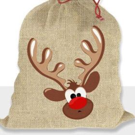 REINDEER / brown - jute - Cotton woven fabric panel / Choice of sizes
