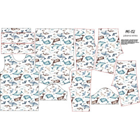 CHILDREN'S PAJAMAS "ADA" - OCEAN MIX (THE WORLD OF THE OCEAN) - sewing set