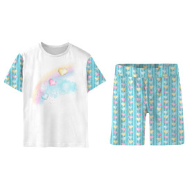 CHILDREN'S PAJAMAS "ADA" - PASTEL HEARTS (WONDERLAND) - sewing set