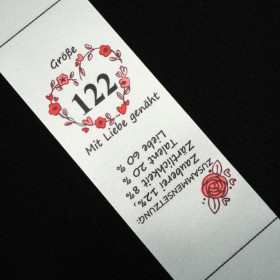 Girlish care tag "HEARTS" DE - 4 pcs set / Choice of sizes