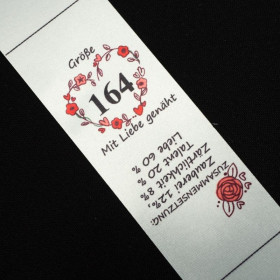 Girlish care tag "HEARTS" DE - 4 pcs set / Choice of sizes