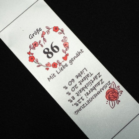 Girlish care tag "HEARTS" DE - 4 pcs set / Choice of sizes