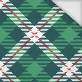 CHECK GREEN - RED / green - looped knit fabric