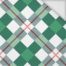 CHECK GREEN - RED / white - looped knit fabric