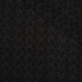 DAISIES / black - Embroidered cotton fabric