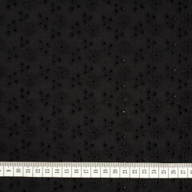 DAISIES / black - Embroidered cotton fabric