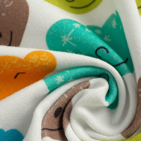 HAPPY CLOUDS (PASTEL SKY) - looped knit fabric