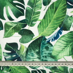 PALM LEAVES pat. 3 / green - single jersey with elastane 