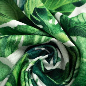 PALM LEAVES pat. 3 / green - single jersey with elastane 