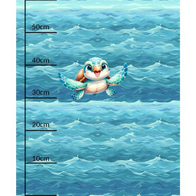 TURTLE (SEA ANIMALS pat. 1) - panel (60cm x 50cm) Cotton woven fabric