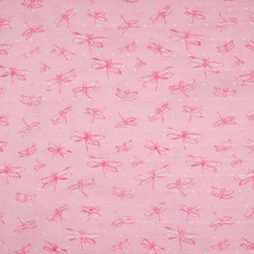 DRAGONFLIES / pink - Cotton batiste with knots 