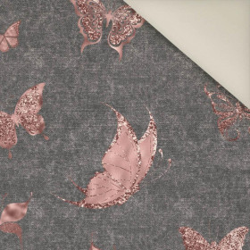 BUTTERFLIES (GLITTER BUTTERFLIES) / ACID WASH GREY- Upholstery velour 