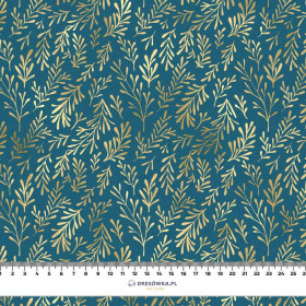 GOLDEN CORALS (GOLDEN OCEAN) / sea blue- Upholstery velour 