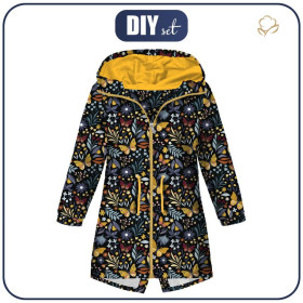 KIDS PARKA (ARIEL) - FOLK BUTTERFLIES / black - softshell