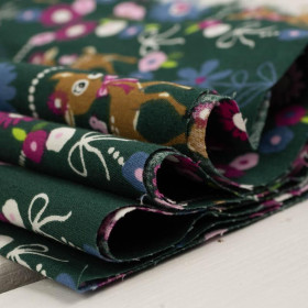 ROE DEER (wreaths) / green - POPLIN 100% cotton 