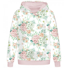 CLASSIC WOMEN’S HOODIE (POLA) - HYDRANGEAS - looped knit fabric 