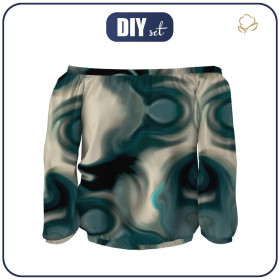 Bardot neckline blouse SOFIA - ABSTRACTION pat. 3 - sewing set