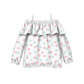 Bardot neckline blouse (VIKI) - PASTEL DOTS / mint - salmon pink (PASTEL SKY) - sewing set
