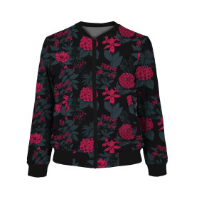 WOMEN’S BOMBER JACKET (KAMA) - FLOWERS / viva magenta - sewing set
