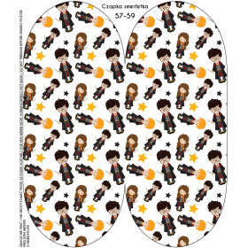"Beanie" cap - MAGICAL FRIENDS pat. 2 (MAGIC SCHOOL) / white / Choice of sizes