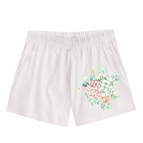 PAJAMAS-SHORTS "LINDA" - Hydrangeas / white - sewing set