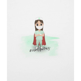 NURSE pat. 2 (REAL HEROES) / white -  panel, single jersey 120g 