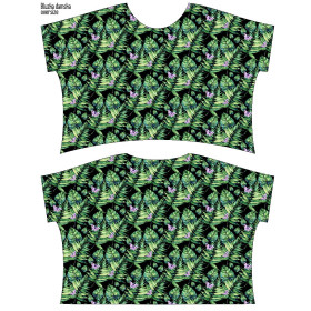 FLIMSY OVERSIZE BLOUSE "ELENA" - LEAVES AND INSECTS PAT. 4 (TROPICAL NATURE) / black - sewing set