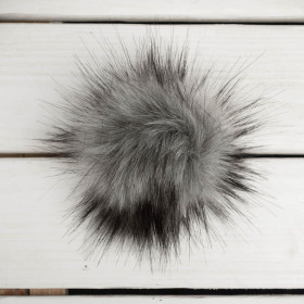 Eco fur pompom 9cm - melange light grey