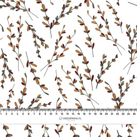 AUTUMN TWIGS / white (RED PANDA’S AUTUMN) - Woven Fabric for tablecloths