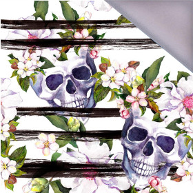 SKULLS ON STRIPES / white - softshell