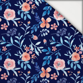 PAINTED PEONIES / navy - light brushed knitwear