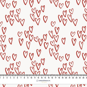 BUBBLE HEARTS / ECRU (BIRDS IN LOVE) - looped knit fabric