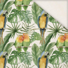 PARROTS pat. 2 / white (JUNGLE) - Slub Weave