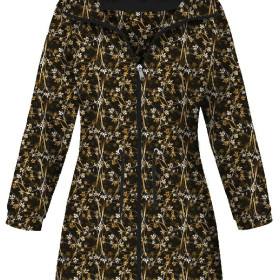 WOMEN'S PARKA (ANNA) - LEAVES pat. 2 (gold) / black - softshell