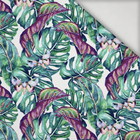 MINI LEAVES AND INSECTS PAT. 5 (TROPICAL NATURE) / white - swimsuit lycra