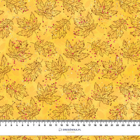 LEAVES CONTOUR / yellow (GLITTER AUTUMN)- Upholstery velour 