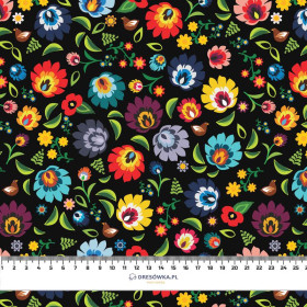 MINI LOWICZ FOLKLORE / black - Woven Fabric for tablecloths