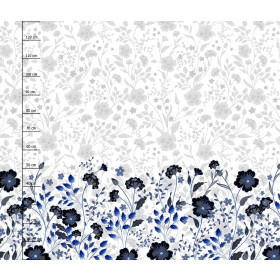 FLOWERS (pattern 5 navy) / white - dress panel 
