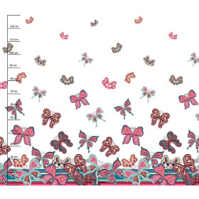 BUTTERFLIES (pattern no. 1 pink) / white - dress panel 