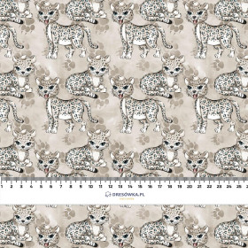 LEOPARD / paw prints (SNOW LEOPARDS) - looped knit fabric